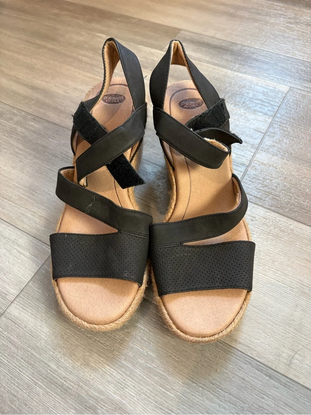 Dr. Scholl's Black Strappy Wedge Sandals